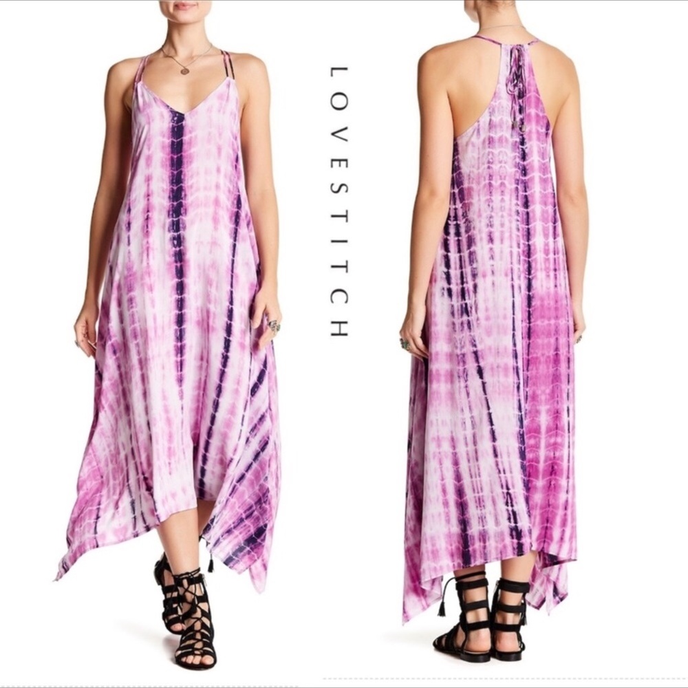 Lovestitch Magenta Tie Dye Boho Long Dress NWT